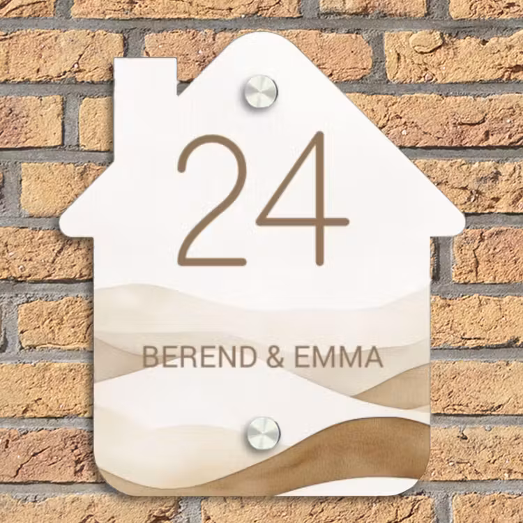 Beige landschap - Klassiek Naambord Huisje klein -sfeer5