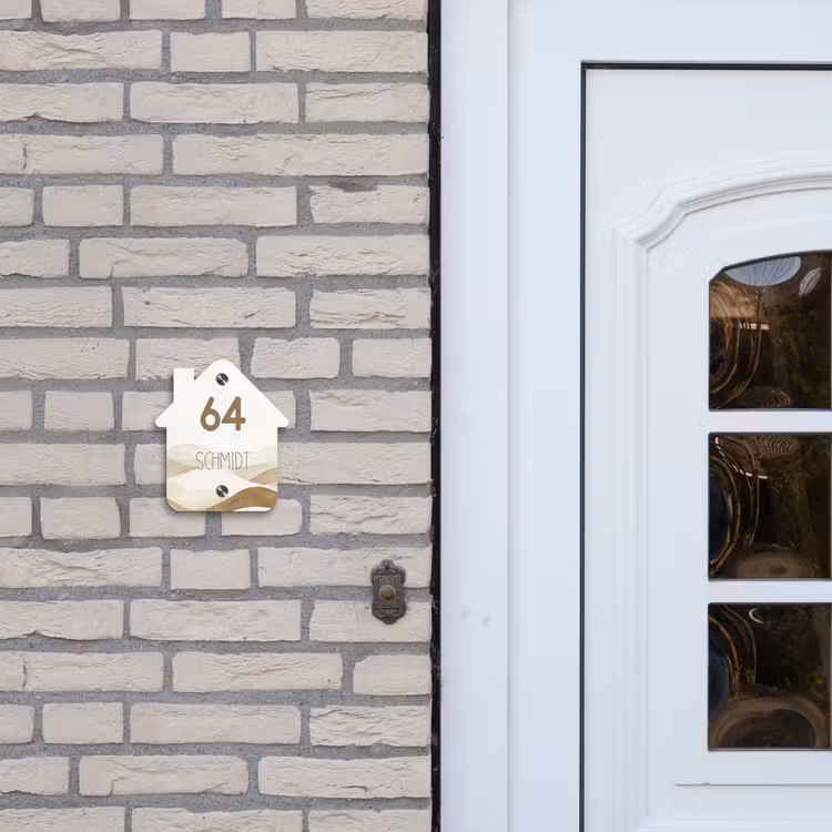 Beige landschap - Modern Naambord Huisje klein -sfeer1