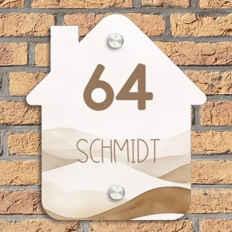 Beige landschap - Modern Naambord Huisje klein -sfeer5