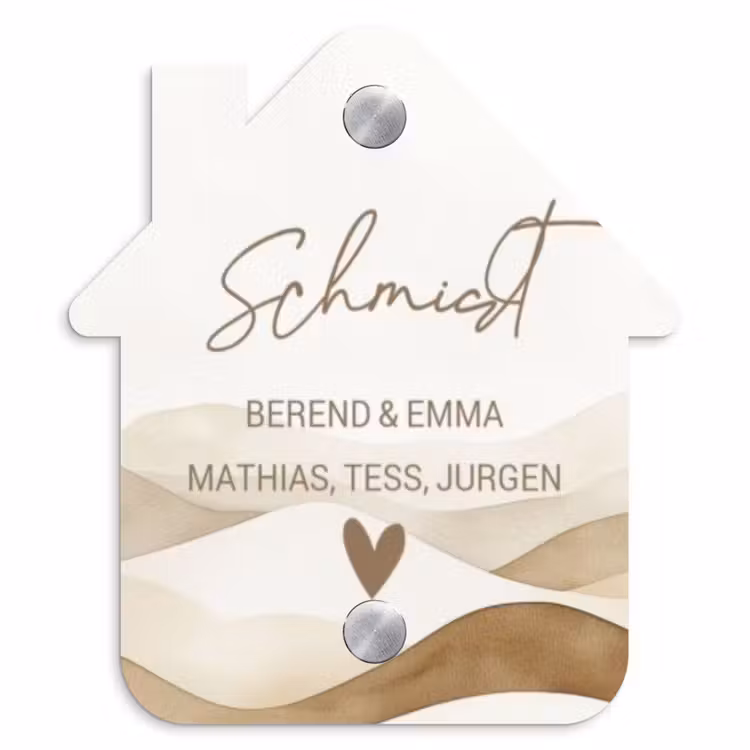 Beige landschap - Sierlijk Naambord Huisje klein -3d