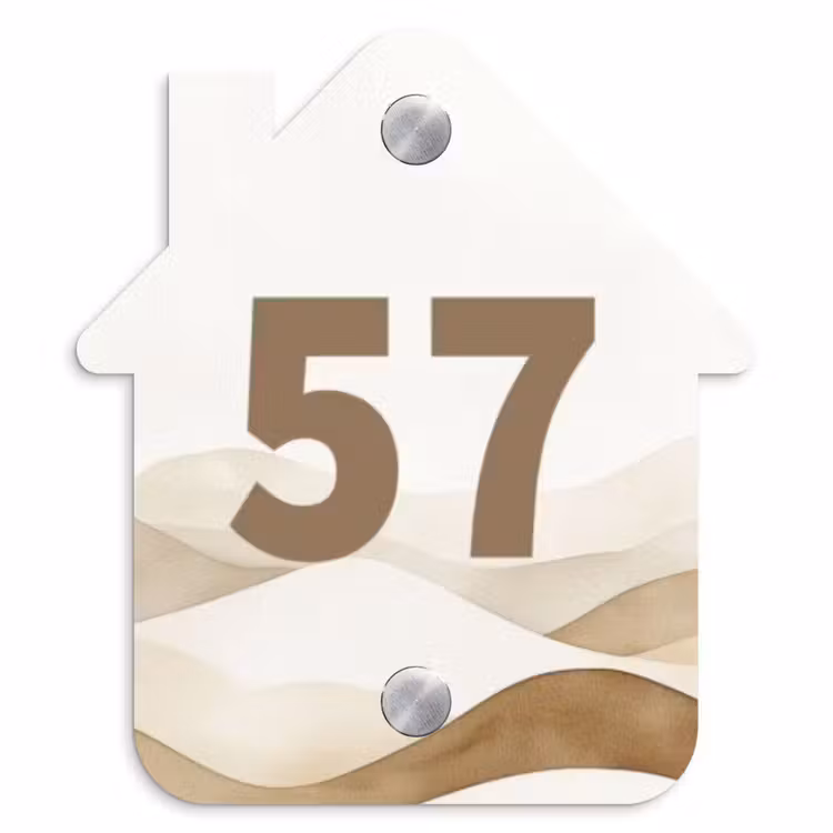 Beige landschap - Traditioneel Naambord Huisje klein -3d