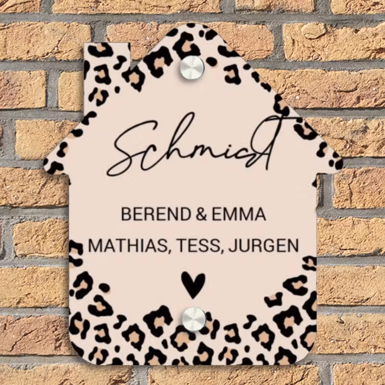 Beige luipaardprint - Sierlijk Naambord Huisje klein -sfeer5