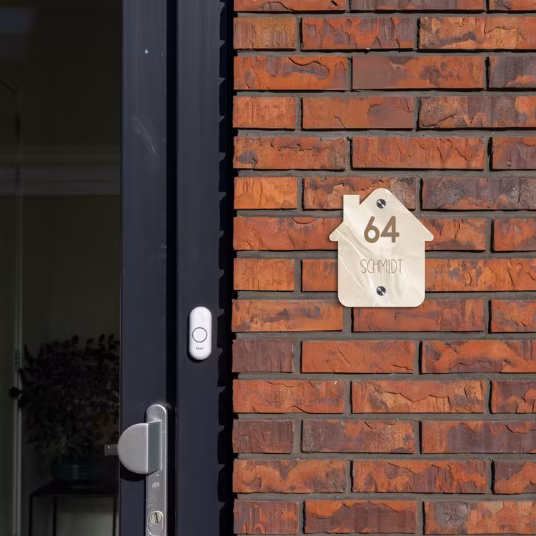 Beige - Marmer - Modern Naambord Huisje klein -sfeer2
