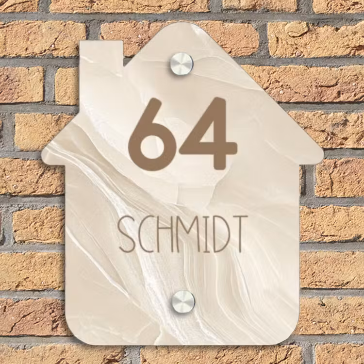 Beige - Marmer - Modern Naambord Huisje klein -sfeer5