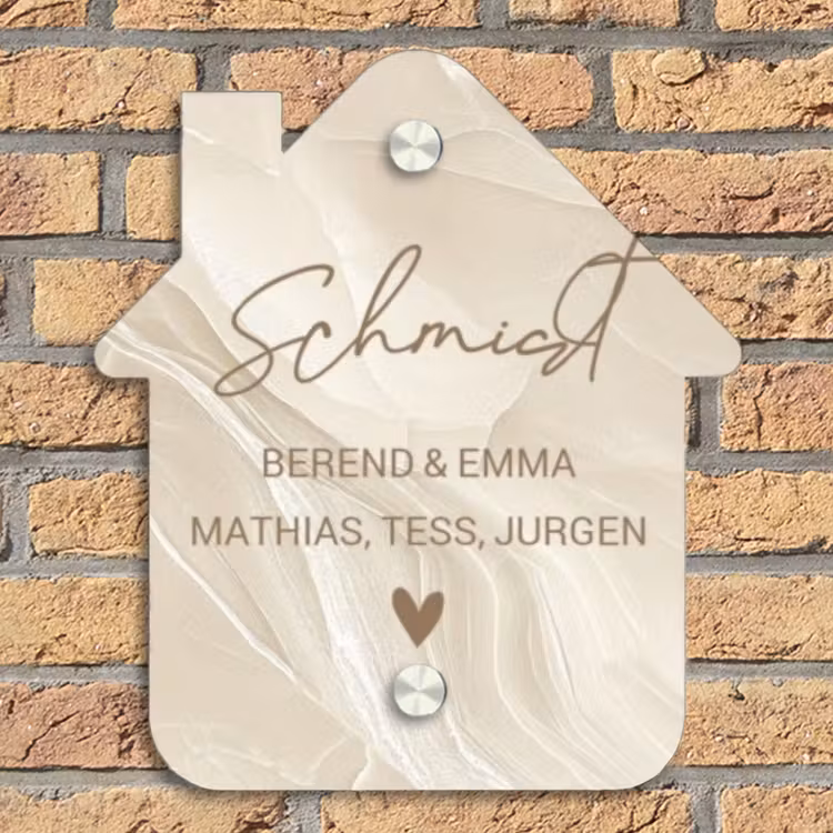 Beige - Marmer - Sierlijk Naambord Huisje klein -sfeer5