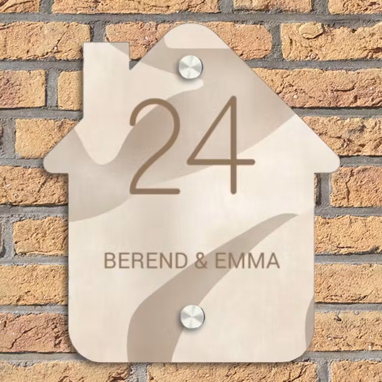 Beige organisch - Klassiek Naambord Huisje klein -sfeer5