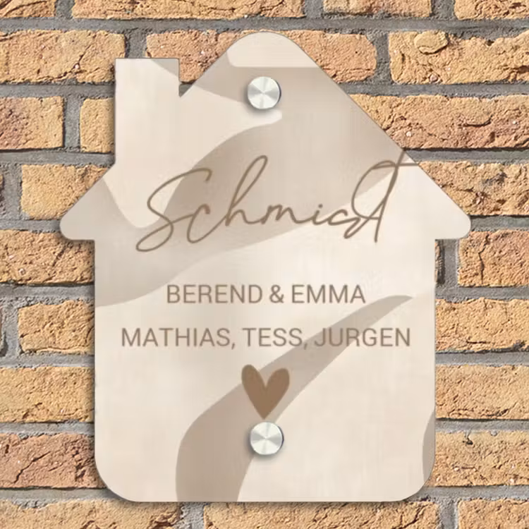 Beige organisch - Sierlijk Naambord Huisje klein -sfeer5