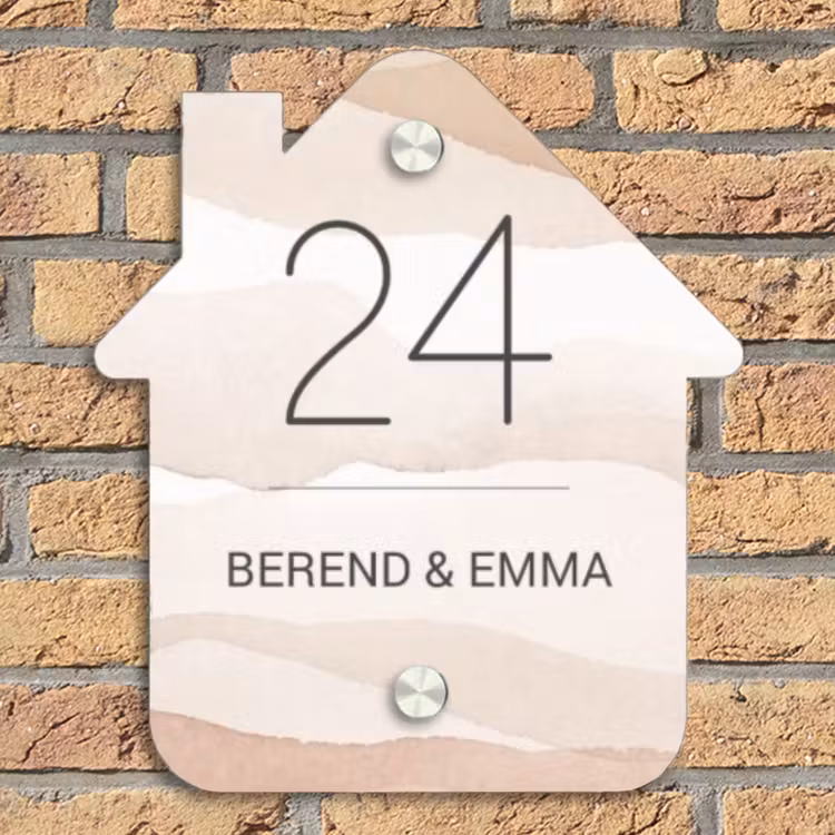 Beige lagen - Klassiek Naambord Huisje klein -sfeer5