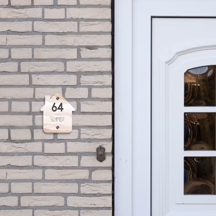 Beige lagen - Modern Naambord Huisje klein -sfeer1