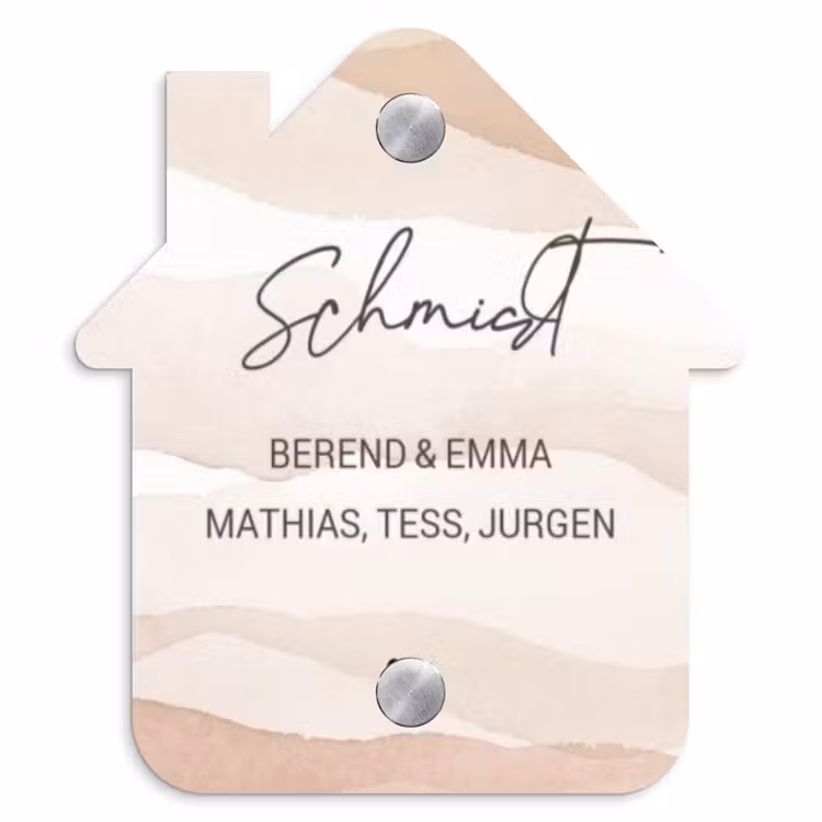 Beige lagen - Sierlijk Naambord Huisje klein -3d