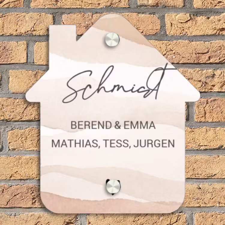 Beige lagen - Sierlijk Naambord Huisje klein -sfeer5
