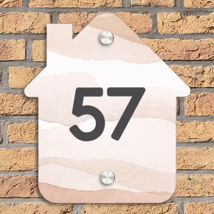 Beige lagen - Traditioneel Naambord Huisje klein -sfeer5