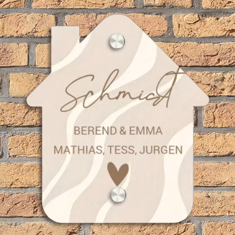 Beige golven - Sierlijk Naambord Huisje klein -sfeer5