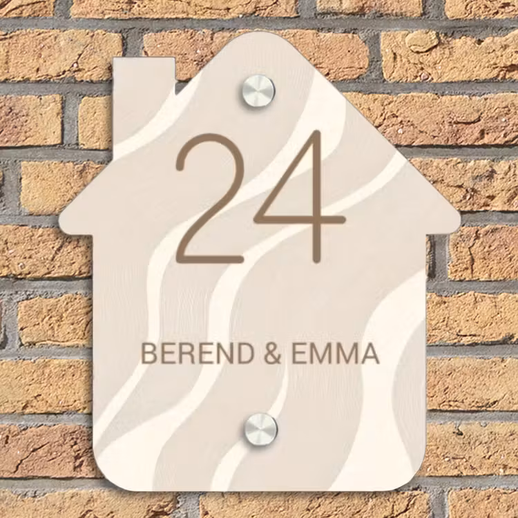 Beige golven - Klassiek Naambord Huisje klein -sfeer5