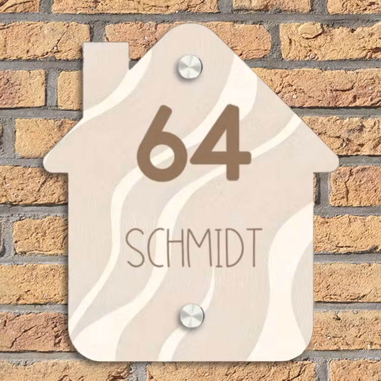Beige golven - Modern Naambord Huisje klein -sfeer5