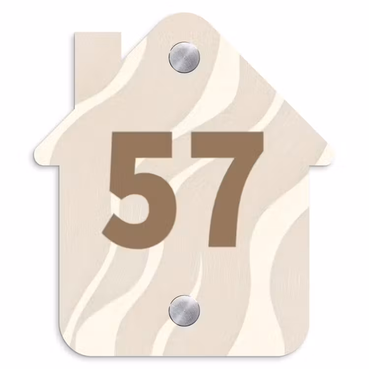 Beige golven - Traditioneel Naambord Huisje klein -3d