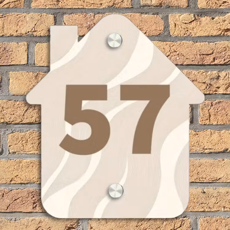 Beige golven - Traditioneel Naambord Huisje klein -sfeer5