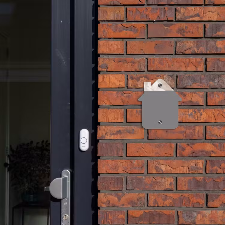 Beigefarbene Blumen - Modern Naambord Huisje klein -sfeer2