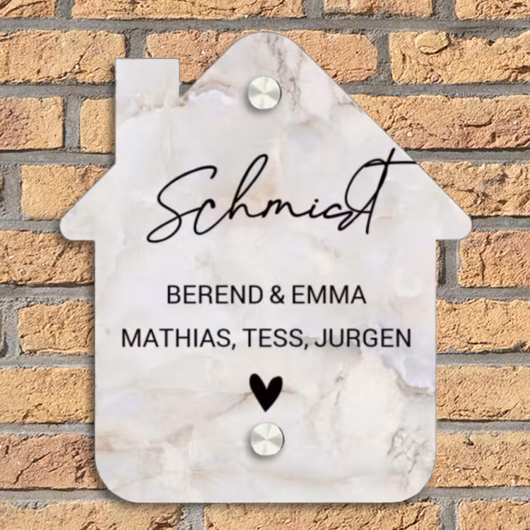 Beige marmer - Sierlijk Naambord Huisje klein -sfeer5