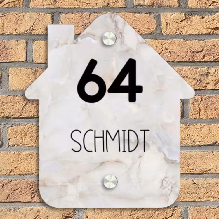 Beige marmer - Traditioneel Naambord Huisje klein -sfeer5