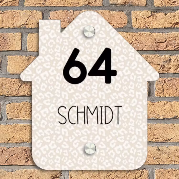 Beige panterprint - Modern Naambord Huisje klein -sfeer5