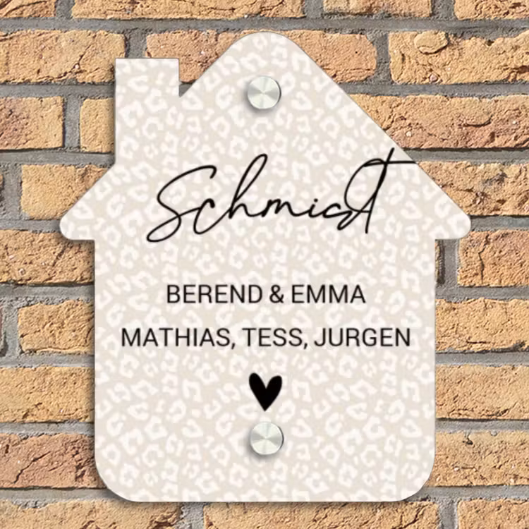 Beige panterprint - Sierlijk Naambord Huisje klein -sfeer5