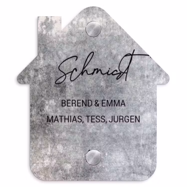 Beton - Sierlijk Naambord Huisje klein -3d