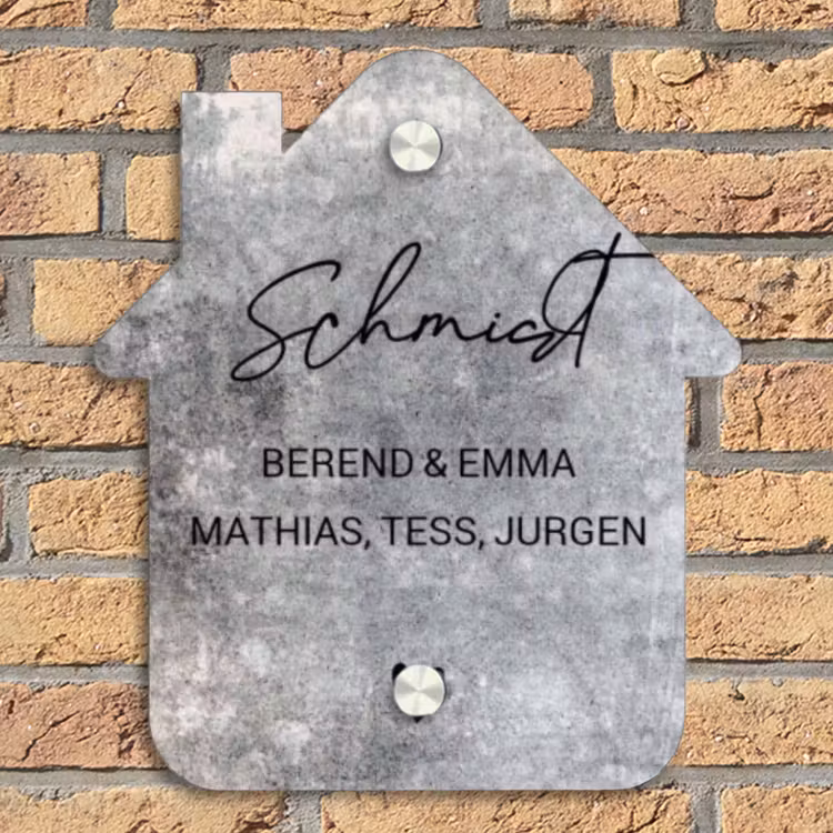 Beton - Sierlijk Naambord Huisje klein -sfeer5