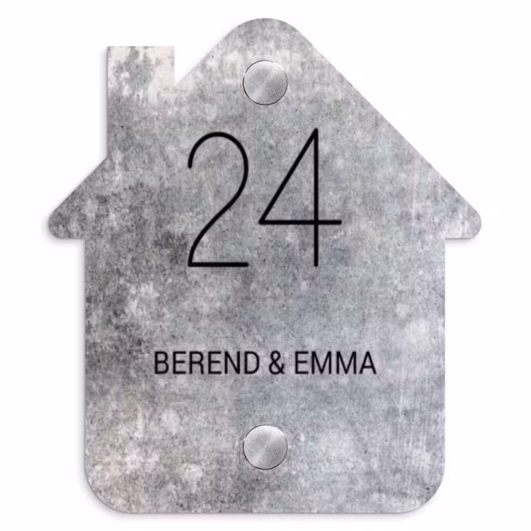 Beton - Klassiek Naambord Huisje klein -3d