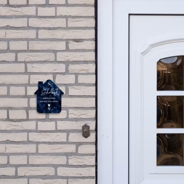 Blauwe bloemen - Sierlijk Naambord Huisje klein -sfeer1