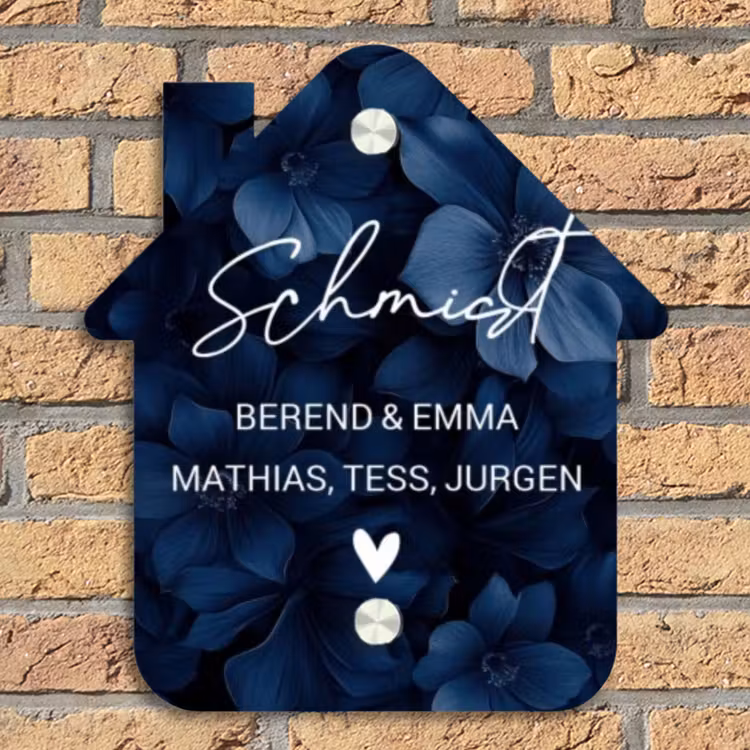 Blauwe bloemen - Sierlijk Naambord Huisje klein -sfeer5