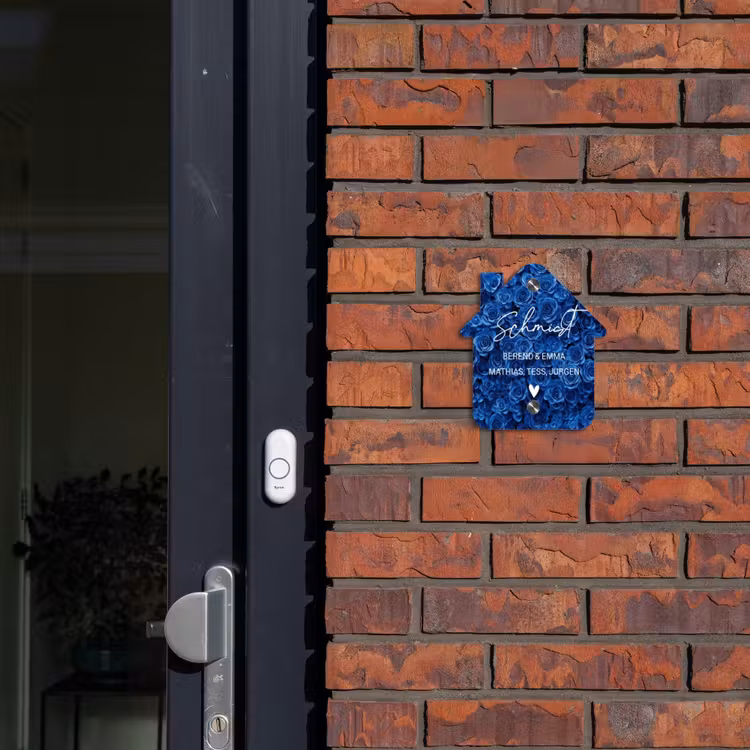 Blauwe rozen - Sierlijk Naambord Huisje klein -sfeer2