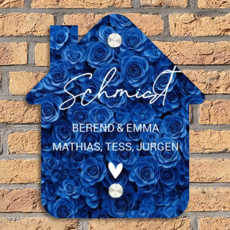 Blauwe rozen - Sierlijk Naambord Huisje klein -sfeer5