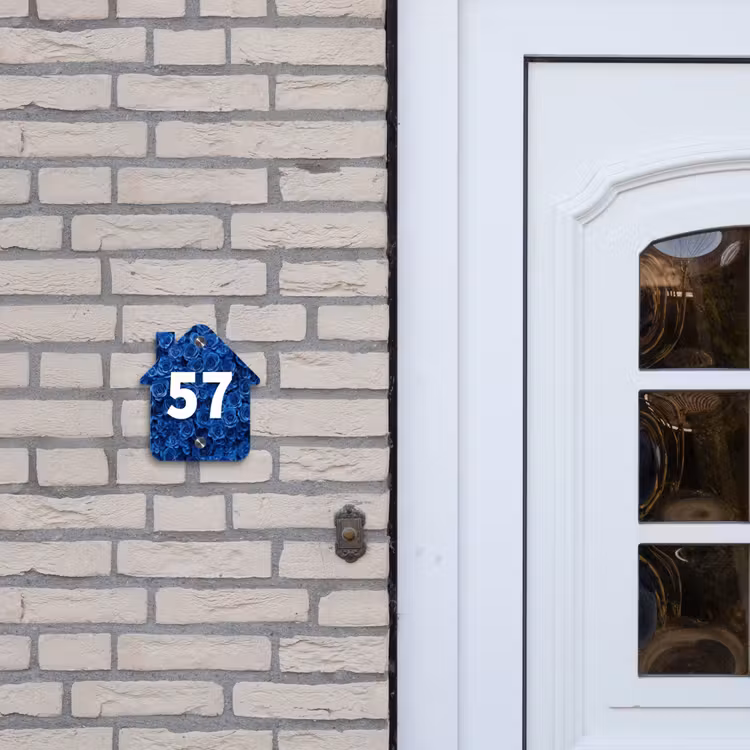 Blauwe rozen - Traditioneel Naambord Huisje klein -sfeer1