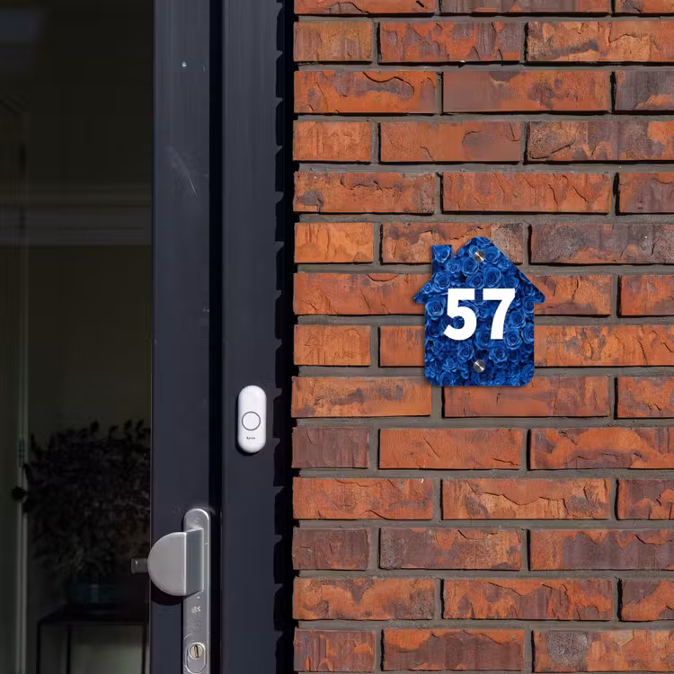Blauwe rozen - Traditioneel Naambord Huisje klein -sfeer2