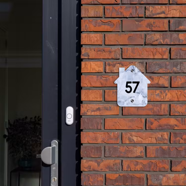 Blauw marmer - Traditioneel Naambord Huisje klein -sfeer2