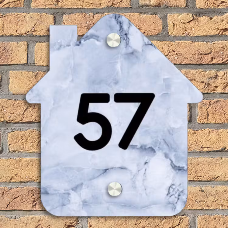 Blauw marmer - Traditioneel Naambord Huisje klein -sfeer5
