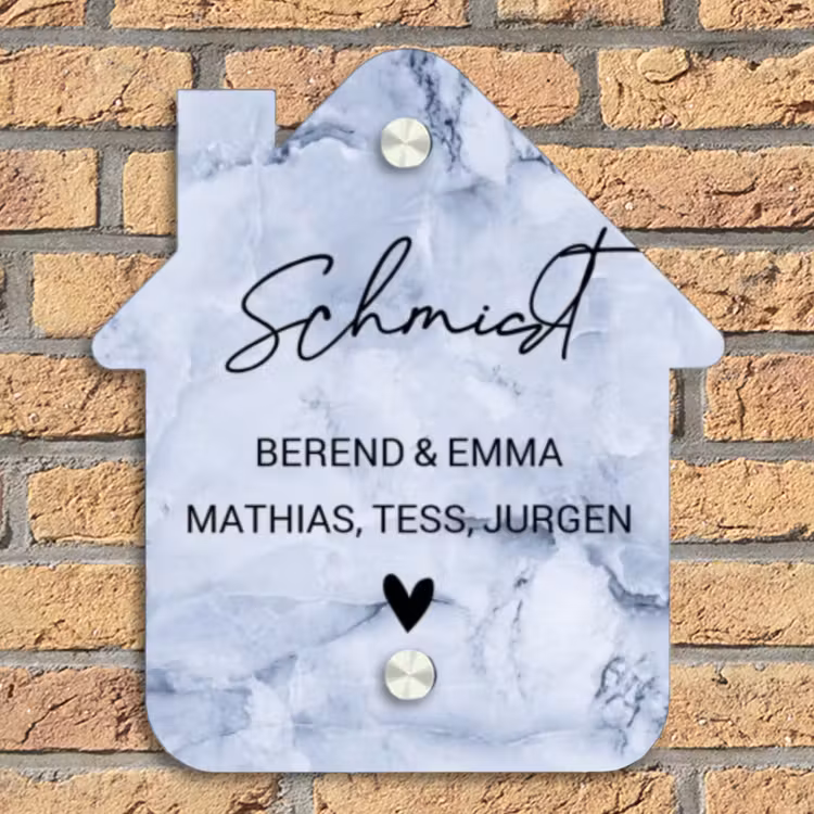 Blauw marmer - Sierlijk Naambord Huisje klein -sfeer5