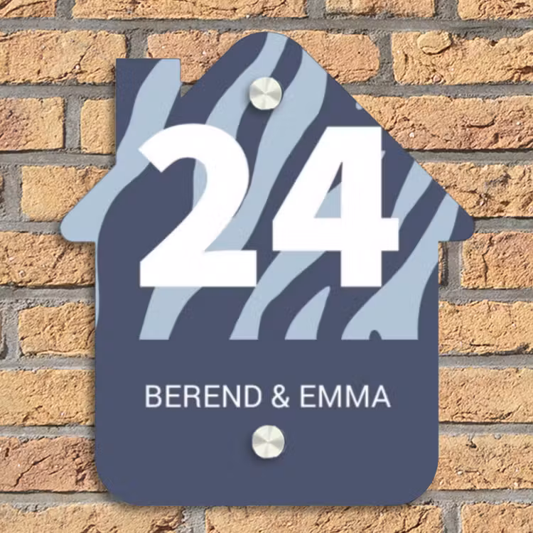 Blauw zebra - Klassiek Naambord Huisje klein -sfeer5