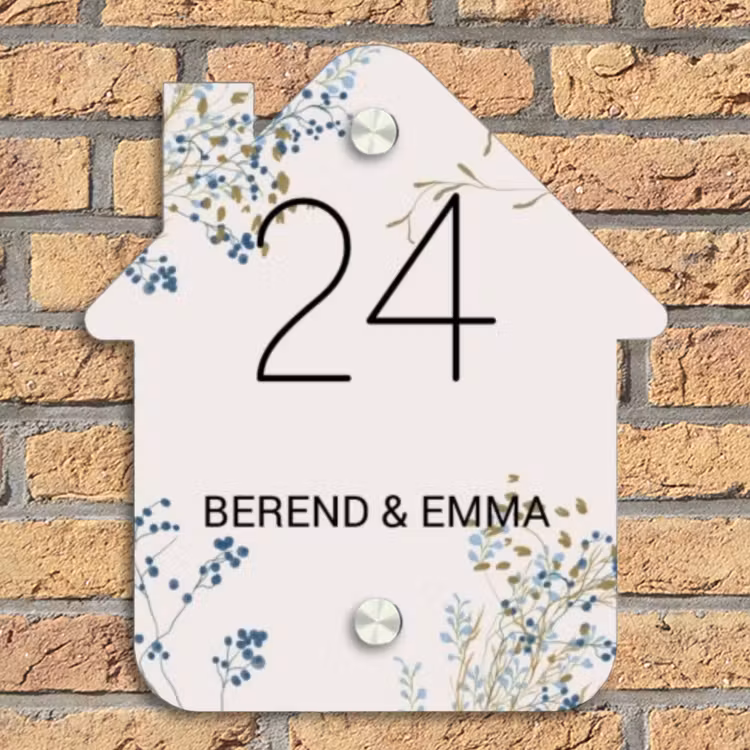 Bloemen - Beige - Klassiek Naambord Huisje klein -sfeer5