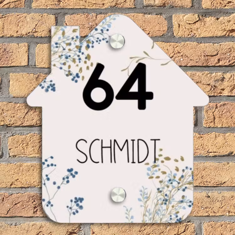 Bloemen - Beige - Modern Naambord Huisje klein -sfeer5