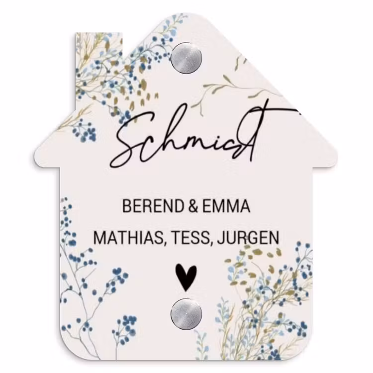 Bloemen - Beige - Sierlijk Naambord Huisje klein -3d
