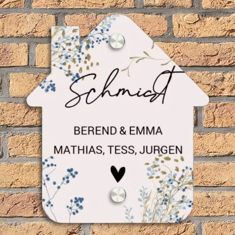 Bloemen - Beige - Sierlijk Naambord Huisje klein -sfeer5