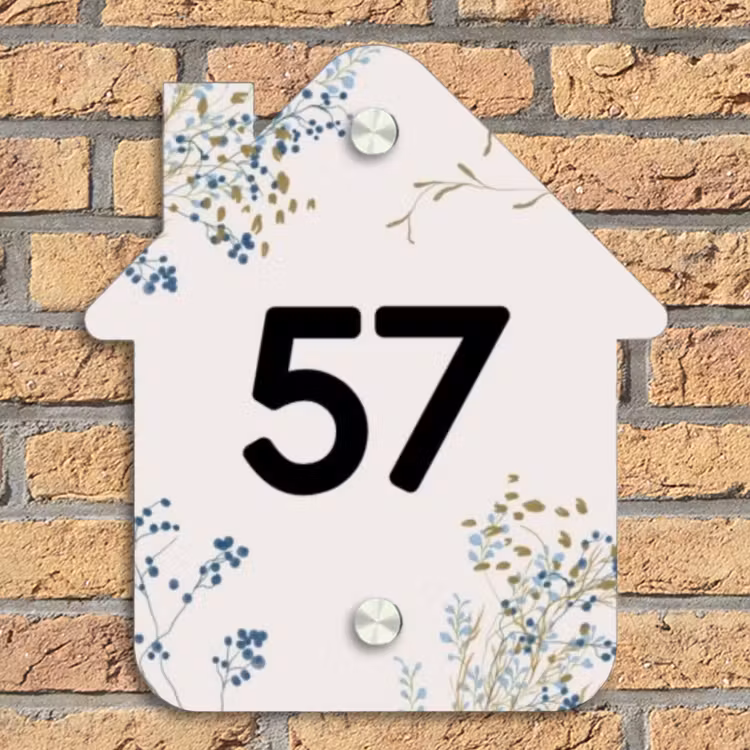 Bloemen - Beige - Traditioneel Naambord Huisje klein -sfeer5