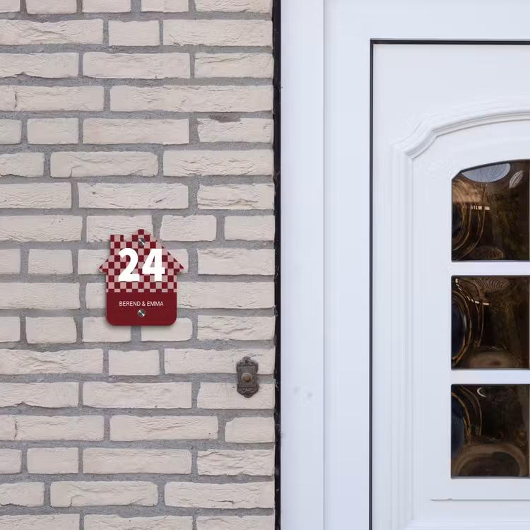 Bordeaux - Blokjes - Klassiek Naambord Huisje klein -sfeer1