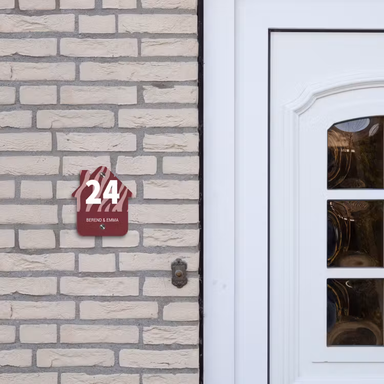 Bordeaux zebra - Klassiek Naambord Huisje klein -sfeer1