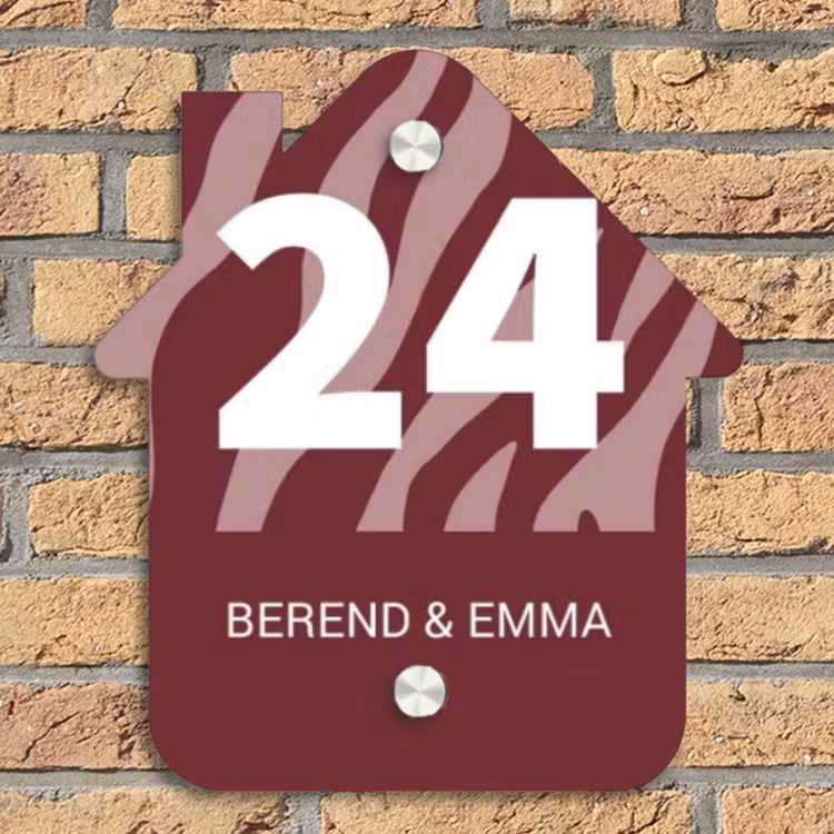 Bordeaux zebra - Klassiek Naambord Huisje klein -sfeer5