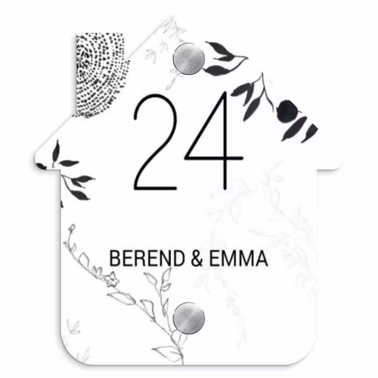 Botanisch - Klassiek Naambord Huisje klein -3d