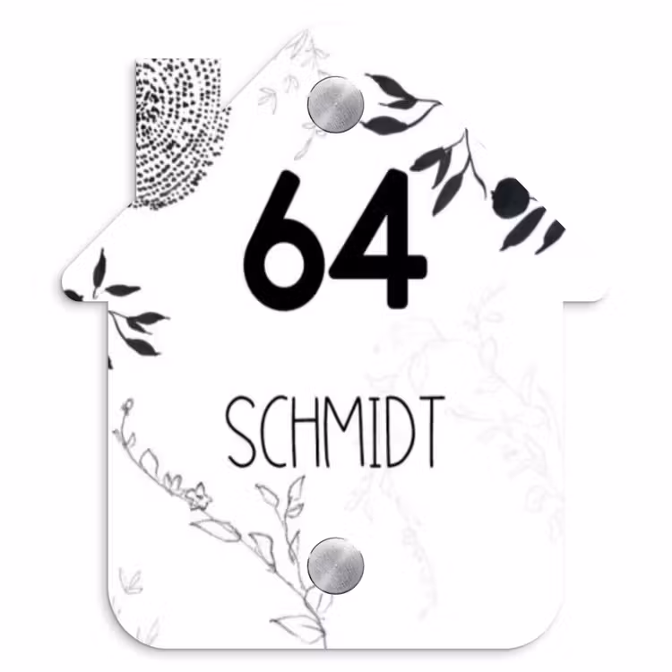 Botanisch - Modern Naambord Huisje klein -3d