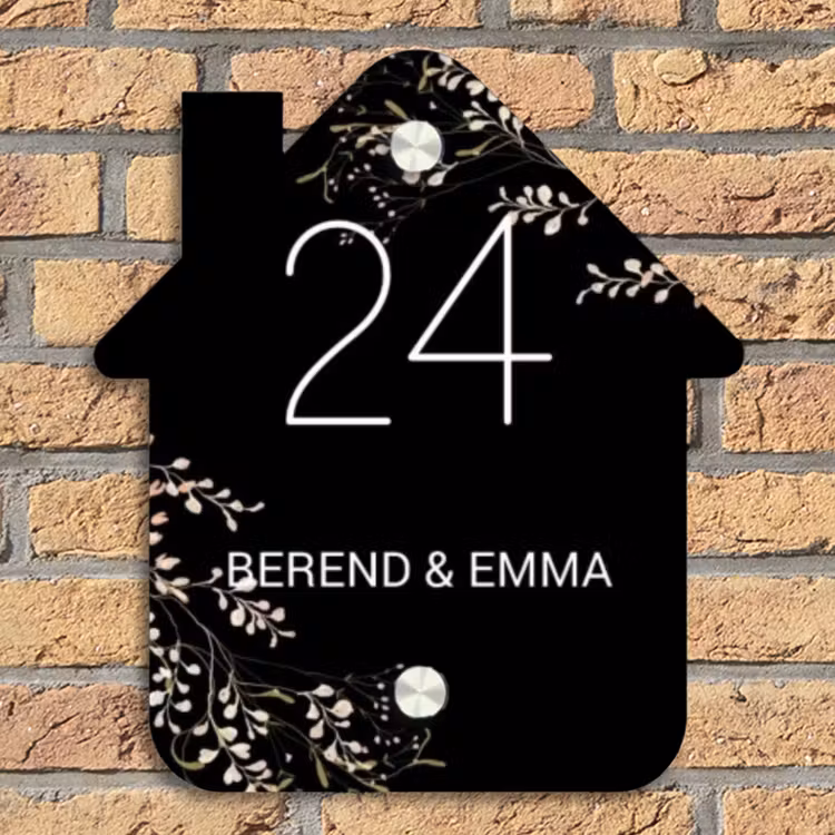 Botanisch - Zwart - Klassiek Naambord Huisje klein -sfeer5
